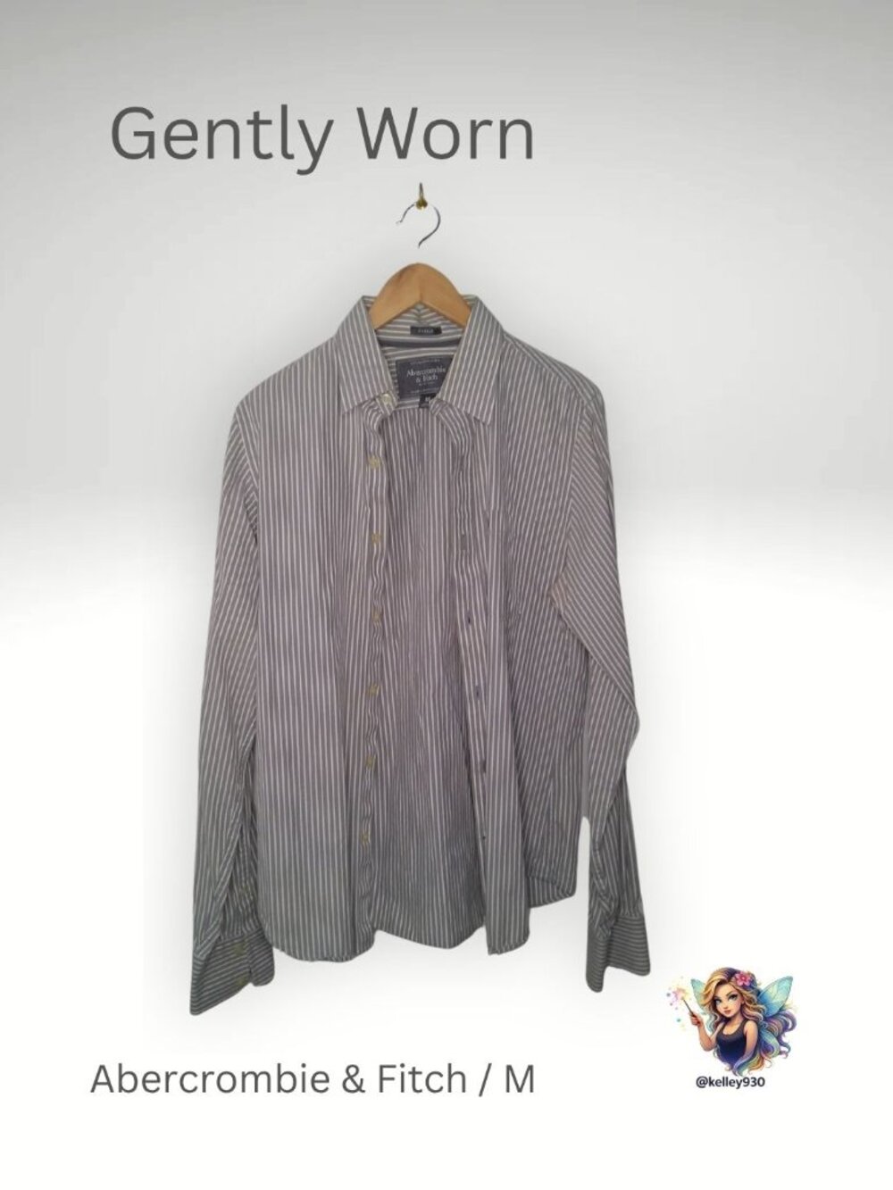 Abercrombie & Fitch Button Down Shirt Men's Medium Muscle Fit Gray Striped